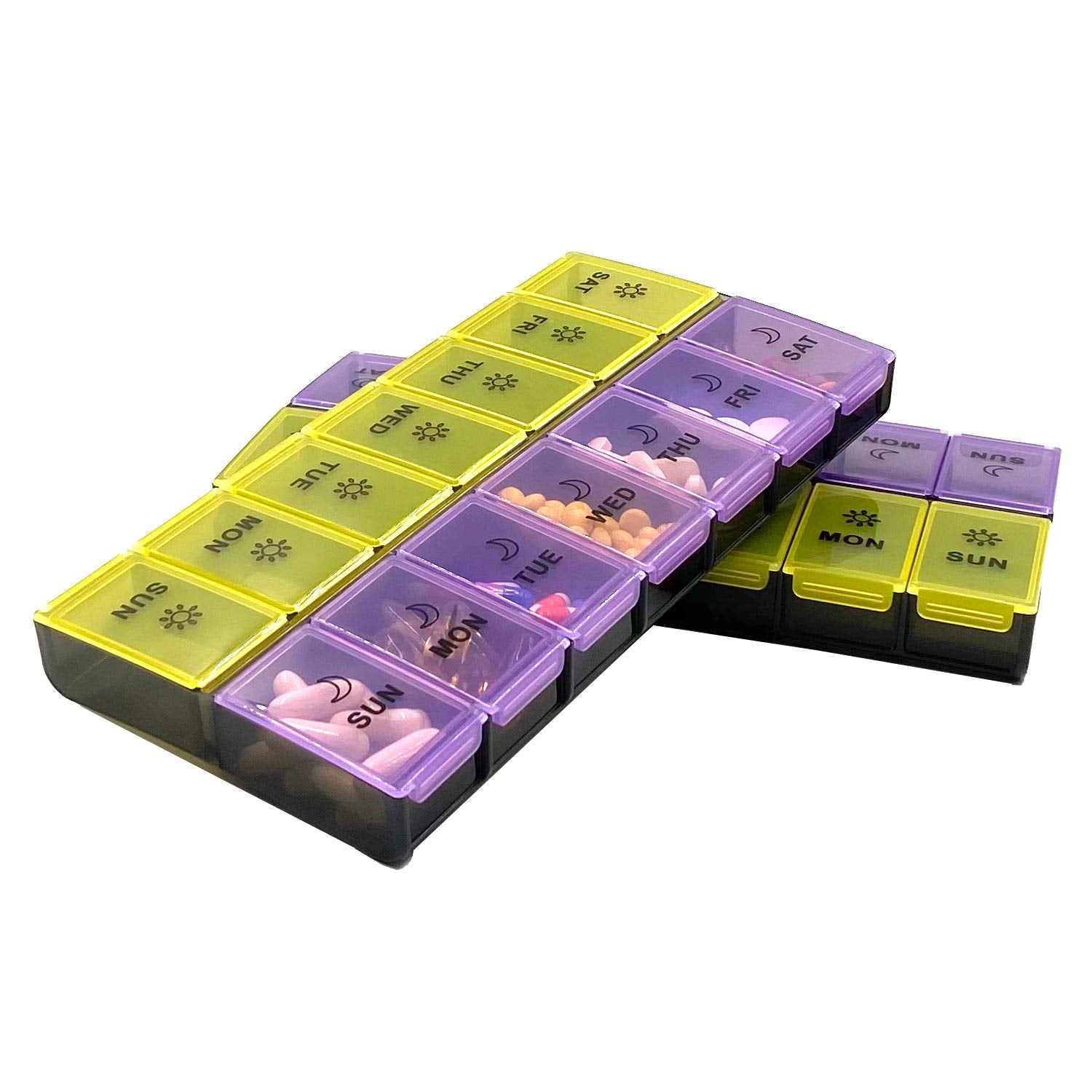Mossime XL Large Daily Pill Organizer 2 Times a Day, Extra 7 Day Pill Box Am Pm, Weekly Day Night Vitamin Holder, Medicine Organ