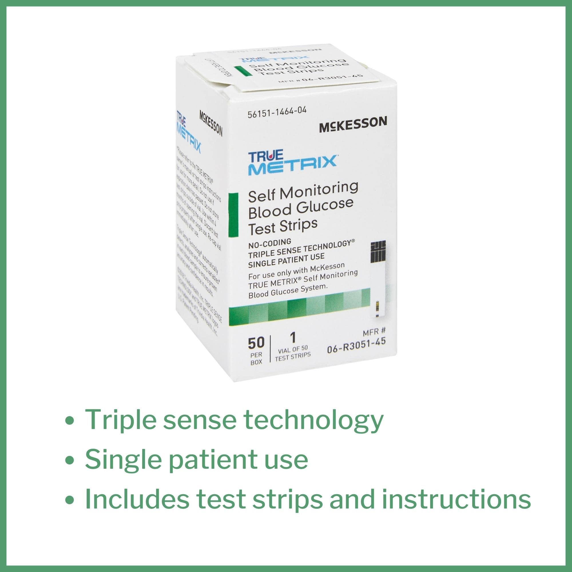 McKesson True METRIX Blood Glucose Test Strips for Diabetes [150 Strips] Self-Monitoring System