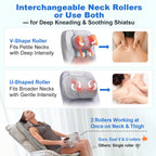 BWPIWPR Shiatsu Massage Cushion for Neck and Back with Heat - 4D Kneading, Vibration for Muscle Relief, Dual-Neck Design, Adjust
