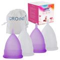 Croing ?????????????????? ???????? Reusable Menstrual Cup Set of 4, Period Cup, 2 pcs Small and 2 pcs Large (Purple and White)