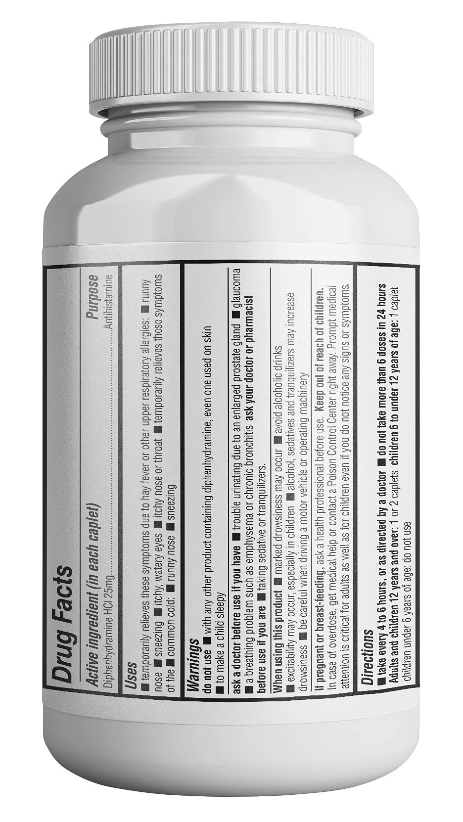 HEALTH LFE Allergy Relief, Medicine Diphenhydramine HCl Caplets, 25 mg | Children and Adults | Relieves Sneezing, Runny Nose, Ha
