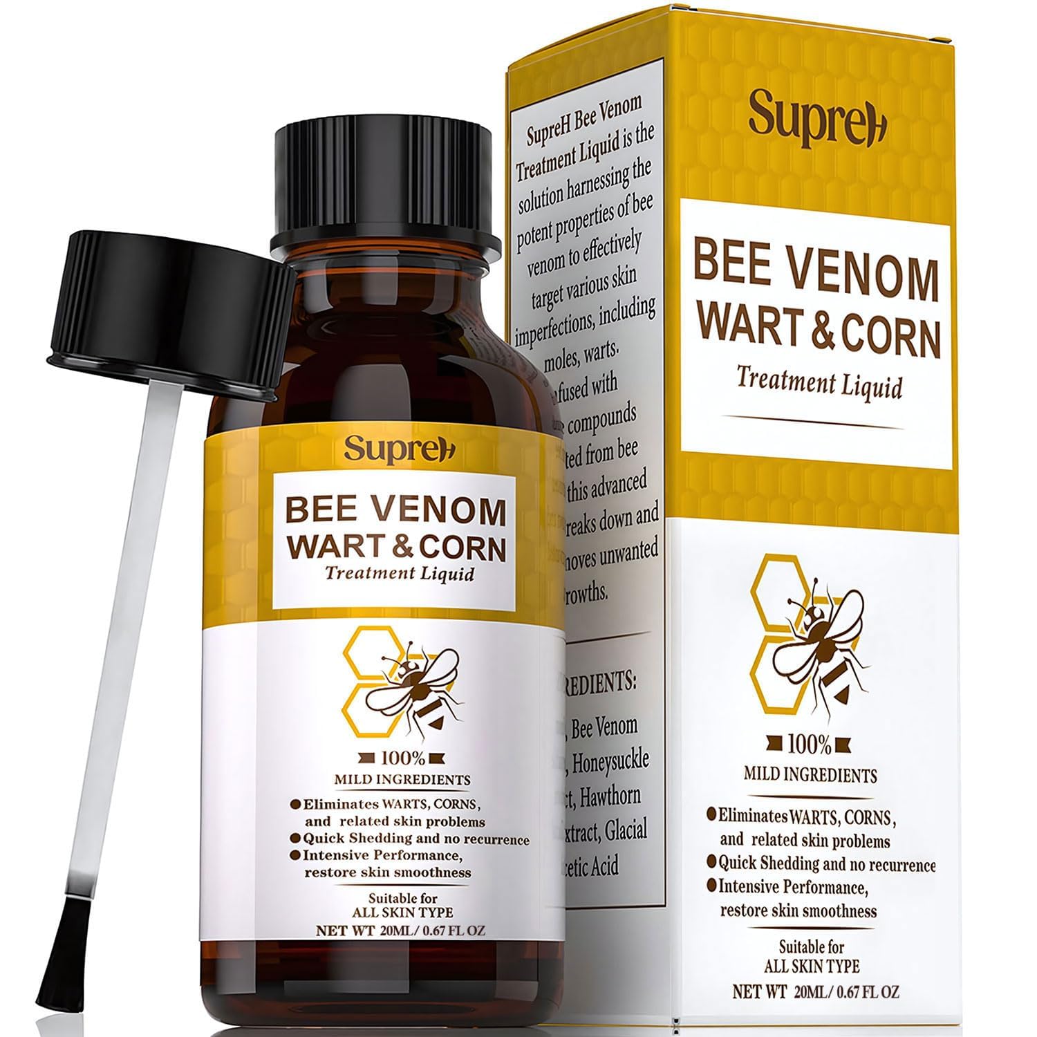 SupreH Fast-Acting bee Venom wart Remover: wart Freeze Off with salicylic Acid & bee Venom Cream - Wart Removal for Plantar Wart