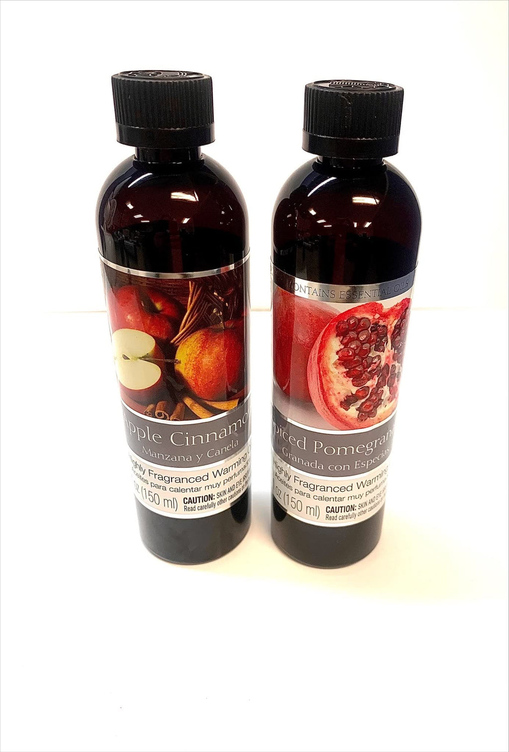 Hosley Set of 2 Assorted Fragrance Warming Oils 5oz Each-Spiced Pomegranate & Apple Cinnamon. Ideal for Spa Meditation Bathroom