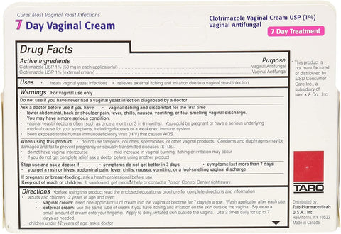 Taro Clotrimazole 7 Vaginal Cream 45 g (Pack of 5)