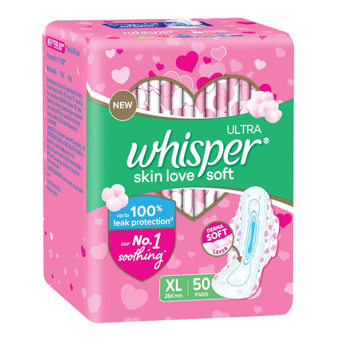 Whisper Ultra Soft Sanitary Pads - 50 Pieces (XL)