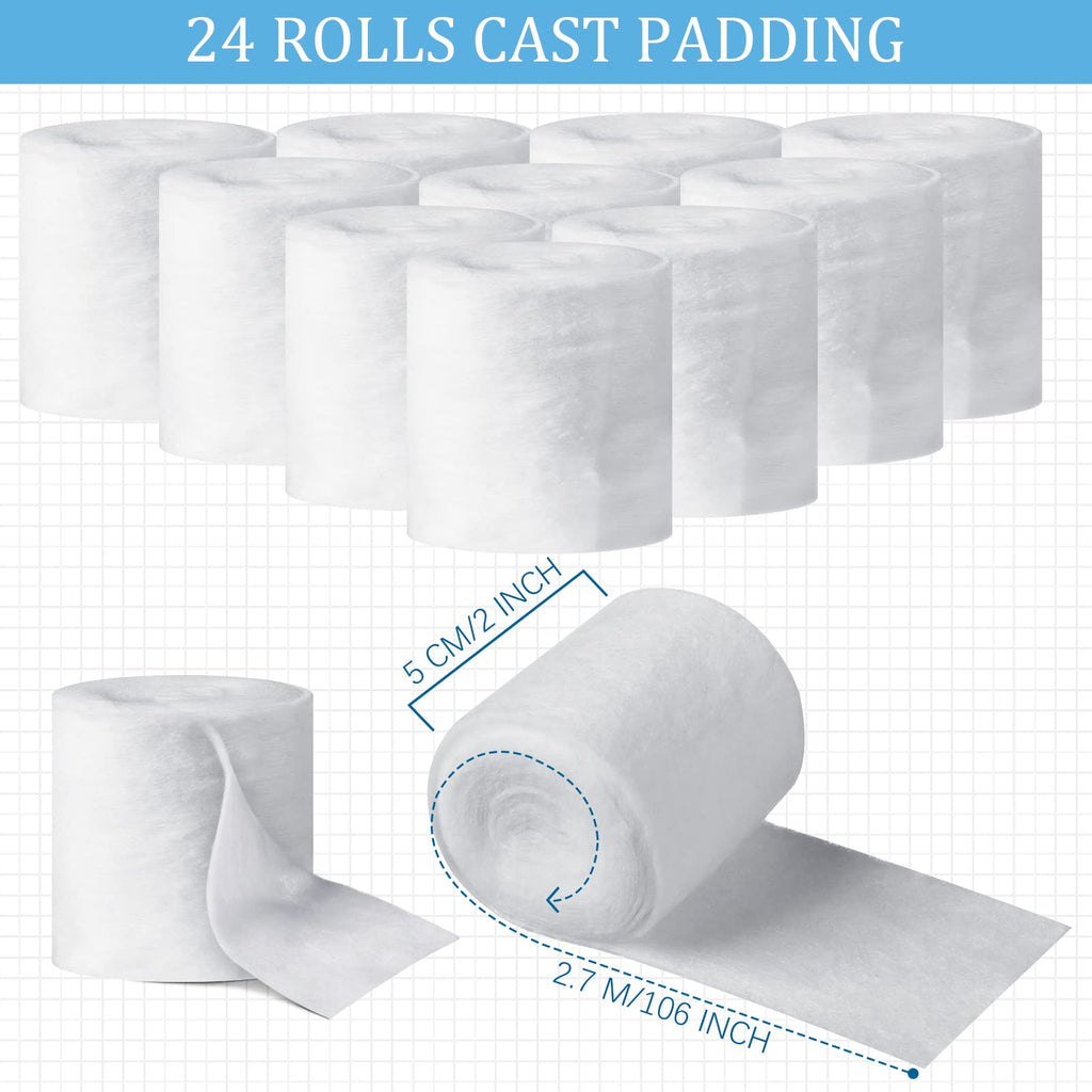 Treela 24 Rolls Cast Padding Individual Pack Undercast Padding Roll Wrap Bandage with Plaster Soft Cloth for Halloween Wrap Band