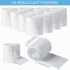 Treela 24 Rolls Cast Padding Individual Pack Undercast Padding Roll Wrap Bandage with Plaster Soft Cloth for Halloween Wrap Band
