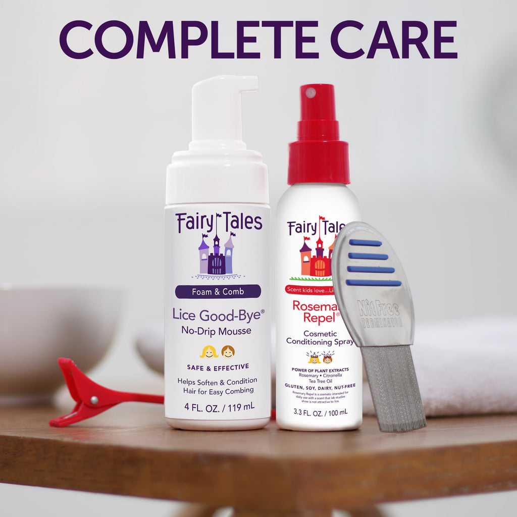 Fairy Tales Lice Good-Bye Lice Removal Treatment Kit, All-in-One Mousse, Lice Removal Comb, and Rosemary Repel Conditioning Spra