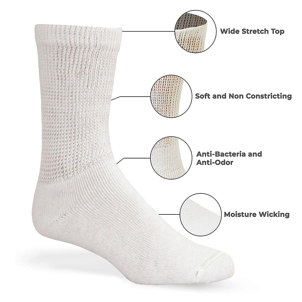 TZ Promise Lot 6 Pairs Women's Circulatory Diabetic Non-Binding Cotton Crew Socks Size 9-11 (Neon (6-Pairs))