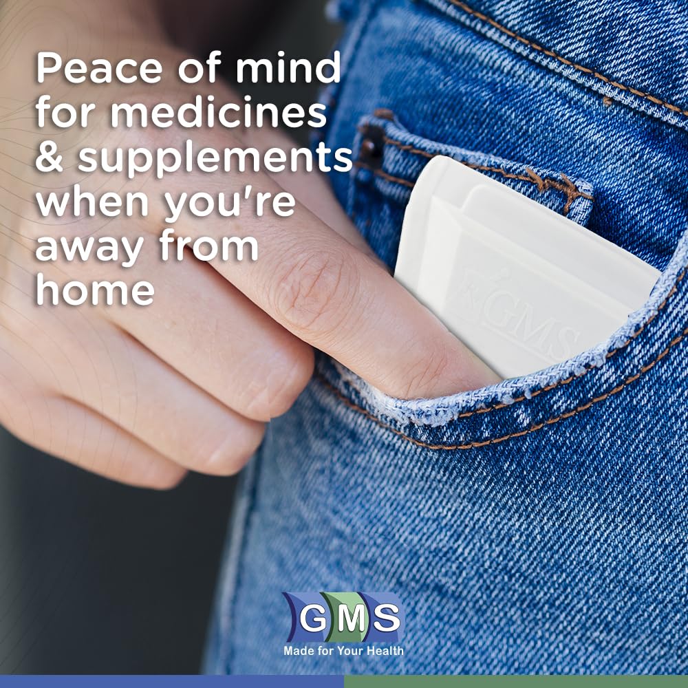 GMS Squeezable Pocket Pill Case - Small, Lightweight Pill Organizer Ideal for Travel - Holds Medicines Securely - Sturdy Design