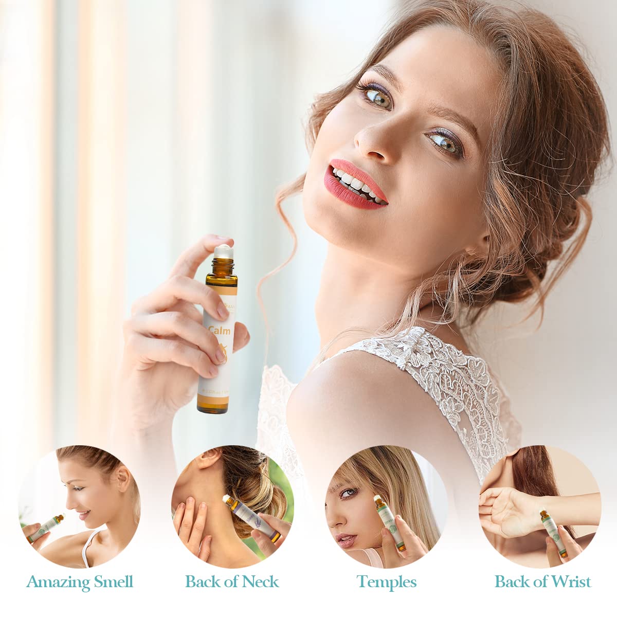 HERBROMAS Aromatherapy Essential Oils Roll On Set, Natural Pre-diluted Blend Oils for Skin Use, Relaxation Gift for Women & Men,