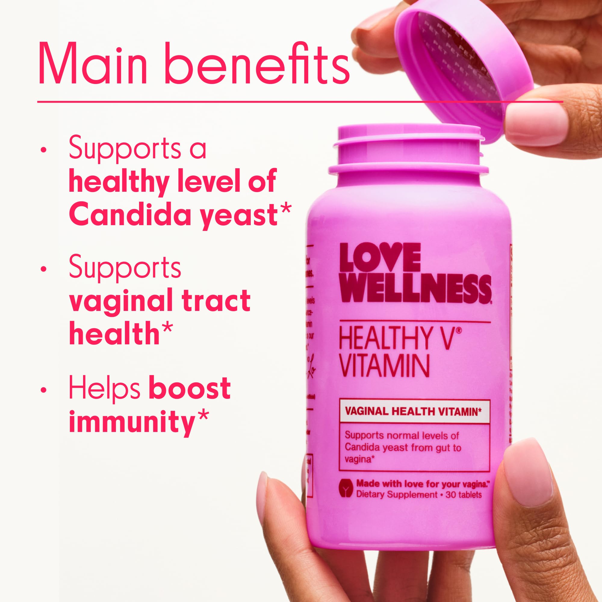 Love Wellness Healthy V Vitamin | Womens Vaginal Health Supplement | pH Balance, Gut Health & Immune Support Supplement | Balan
