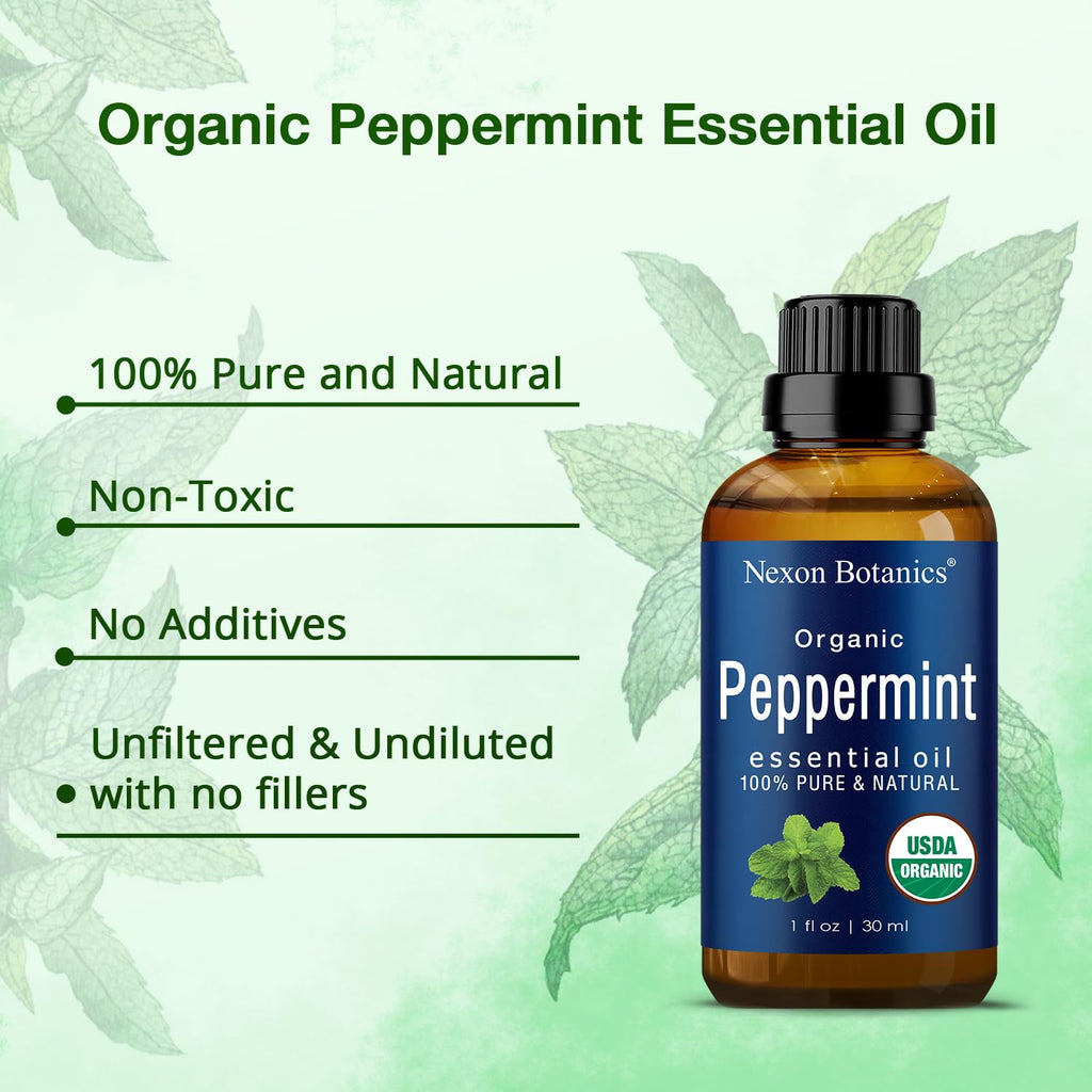 Organic Peppermint Essential Oil 30 ml - 100% Pure Peppermint Oil for Diffuser -Natural, Undiluted Menthol Oil for Hair Care - M
