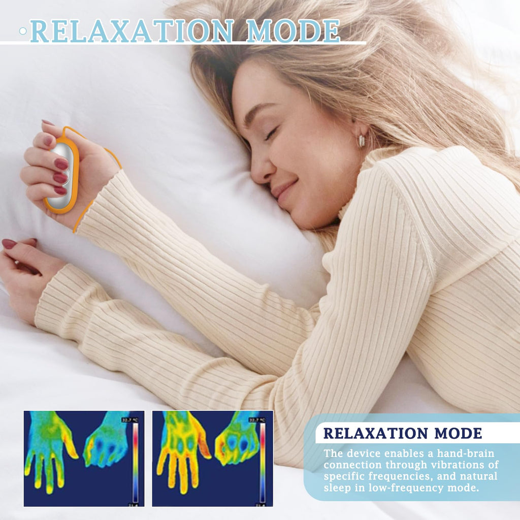 GOQELK Compact Handheld Sleep Aid Device - Relaxation Tool for Improved Sleep, Mood & Focus, Adjustable Massage Intensity, Porta