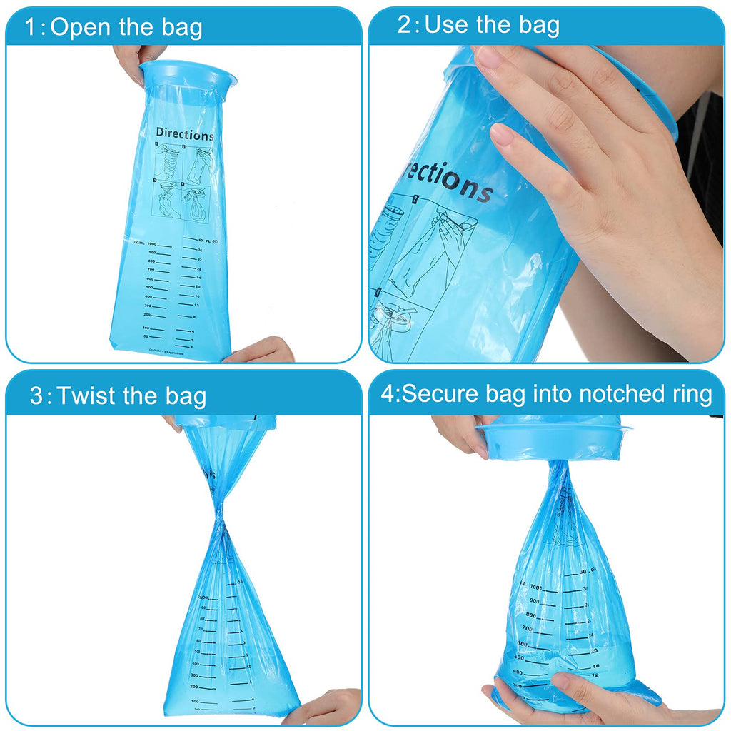 Nuanchu 100 Pcs Emesis Barf Bags Disposable Vomit Portable Puke Nausea Bags Motion Sickness for Car Airplane Travel Emesis, Vomi
