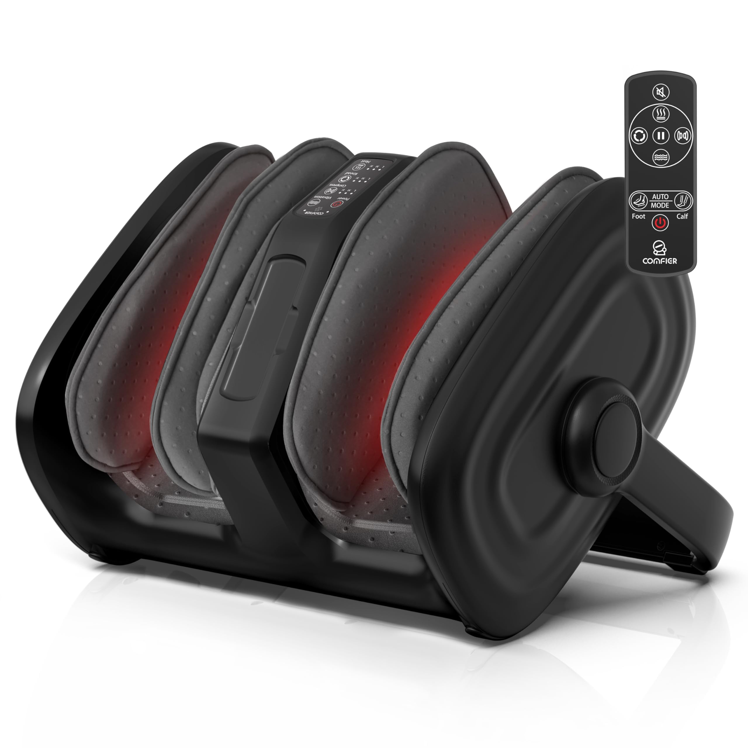 COMFIER Shiatsu Foot Massager with Heat, Calf Massager for Plantar Fasciitis, Kneading/Vibration/Compression Feet Massager, Remo