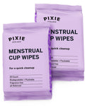 Pixie Menstrual Cup Wipes - On The Go Public Bathroom Feminine Wipes - Safe On Period Cups & Menstrual discs - Biodegradable, Fl