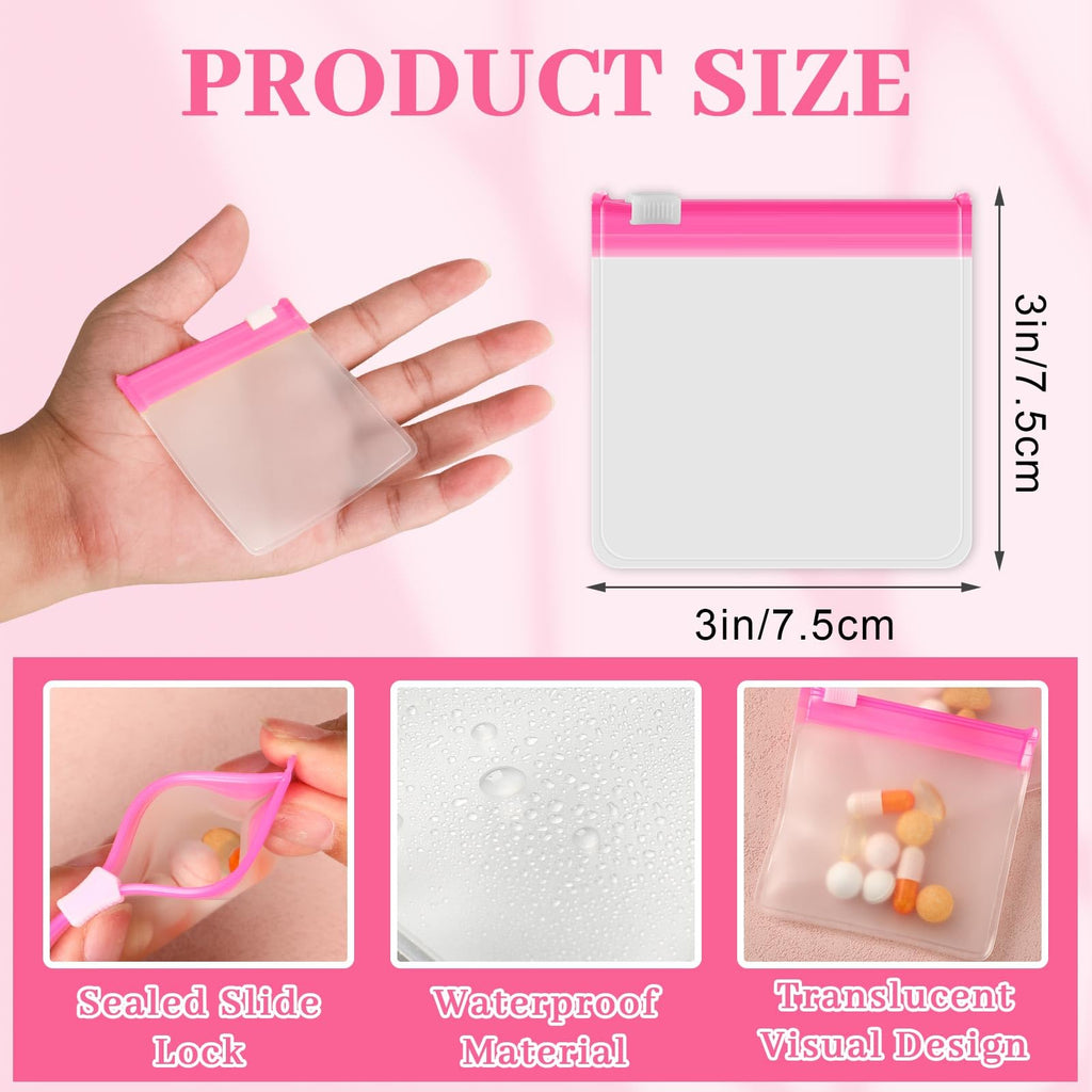 MARFOREVER 39 Pcs Pill Pouch Bags Pill Organizer, Reusable Pill Case Small Medicine Bag Tavel Pill Pouches, 28 Pcs Pink Plastic