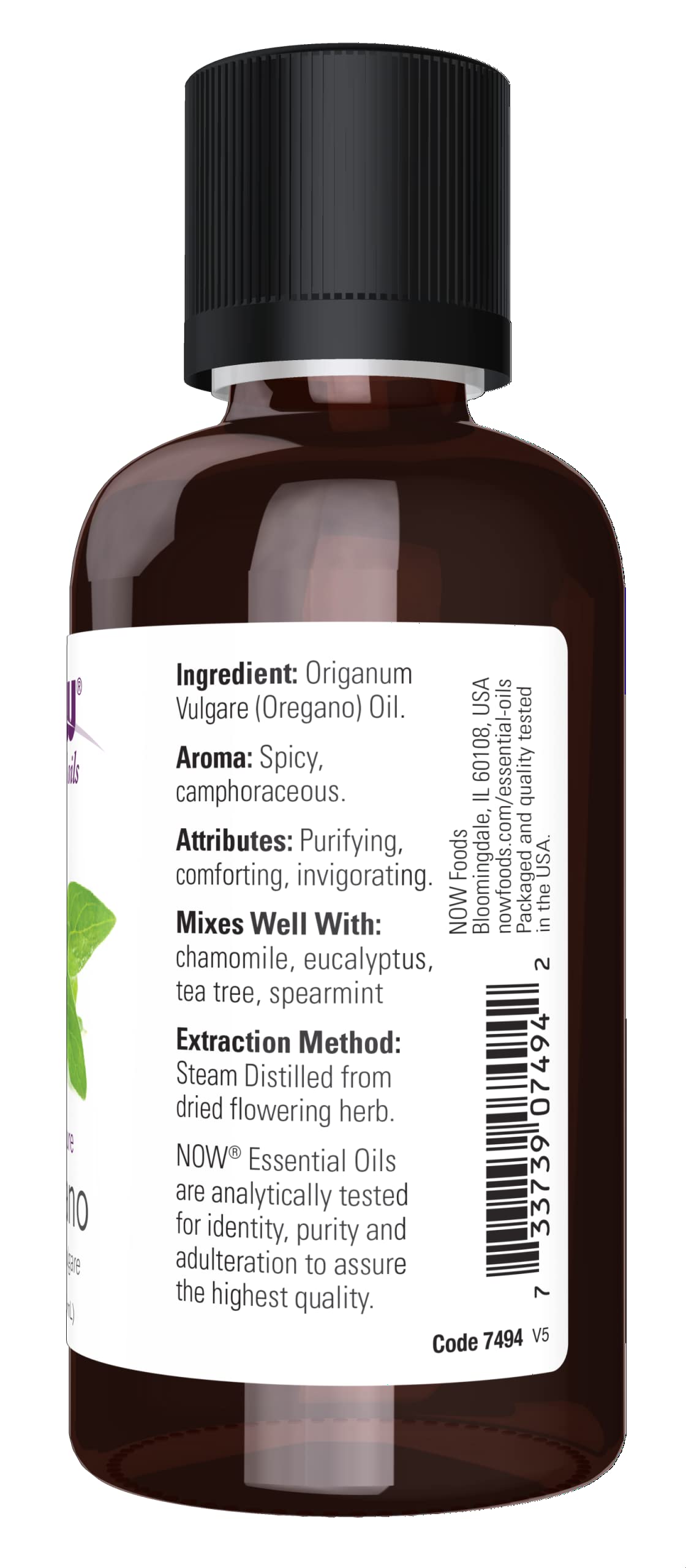 NOW Essential Oils, Oregano Oil, Comforting Aromatherapy Scent, Steam Distilled, 100% Pure, Vegan, Child Resistant Cap, 2-Ounce