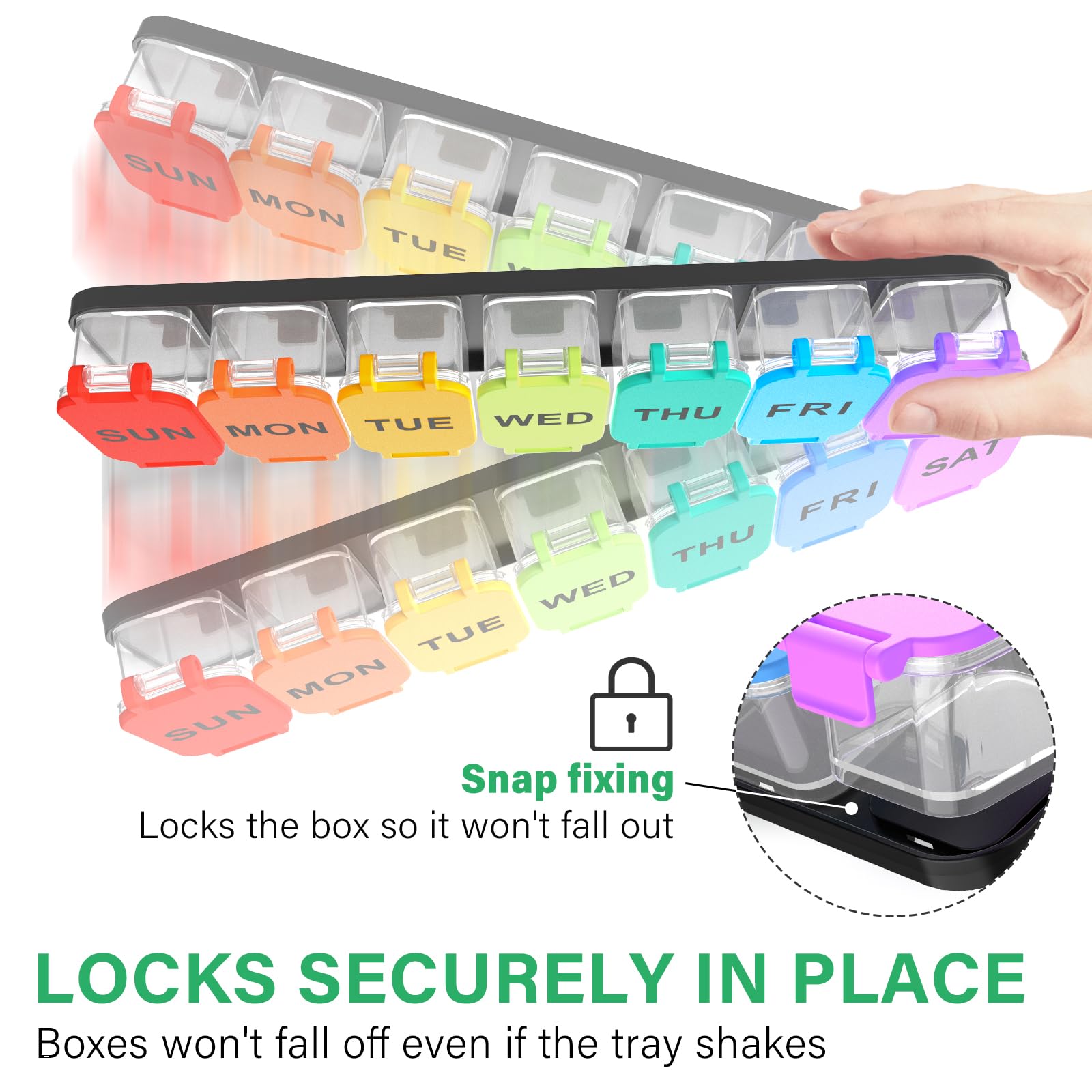 Extra Large Weekly Pill Organizer - Waterproof 7-Day Pill Box, Portable Vitamin & Supplement Case, Easy to Open Design, Ideal fo