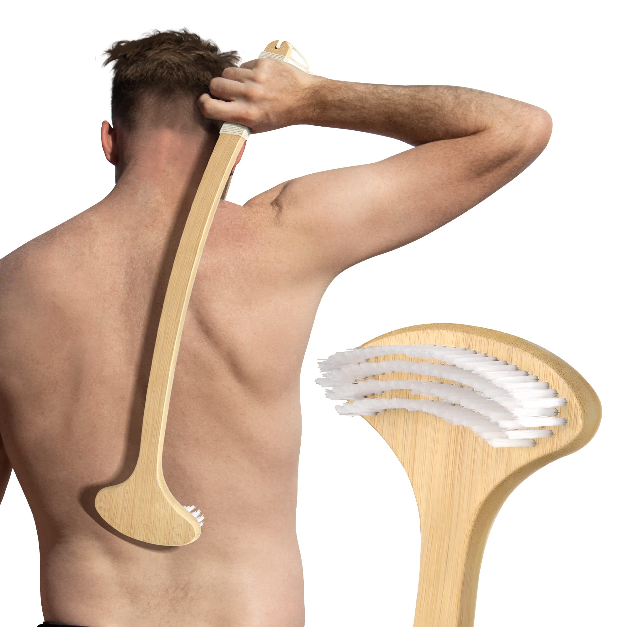 NURENDER 22 Oversized Back Scratcher, Bamboo Body Scratcher for Men and Women, Curved Backscratcher with Long Handle and Wide Ny