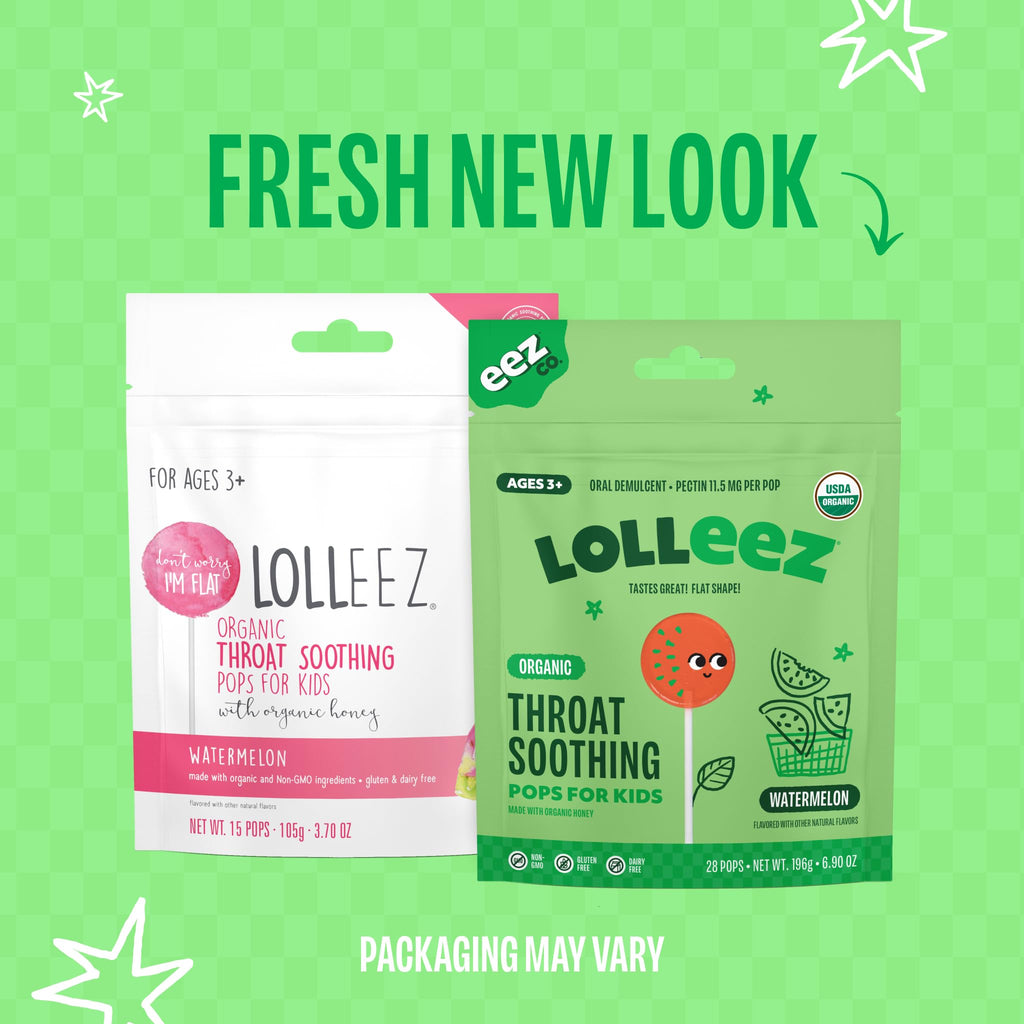 Lolleez Organic Lollipops for Kids Sore Throat Relief, Watermelon Perfect for Soothing A Sore Throat While Tasting Great, Waterm