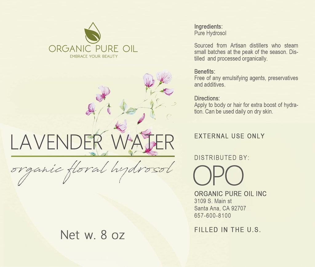 OPO Lavender Hydrosol Spray 8 oz & Sprayer Pure Steam Distilled Vegan Toner Spritz Cleanser Water Calming Toning Aromatherapy Bo