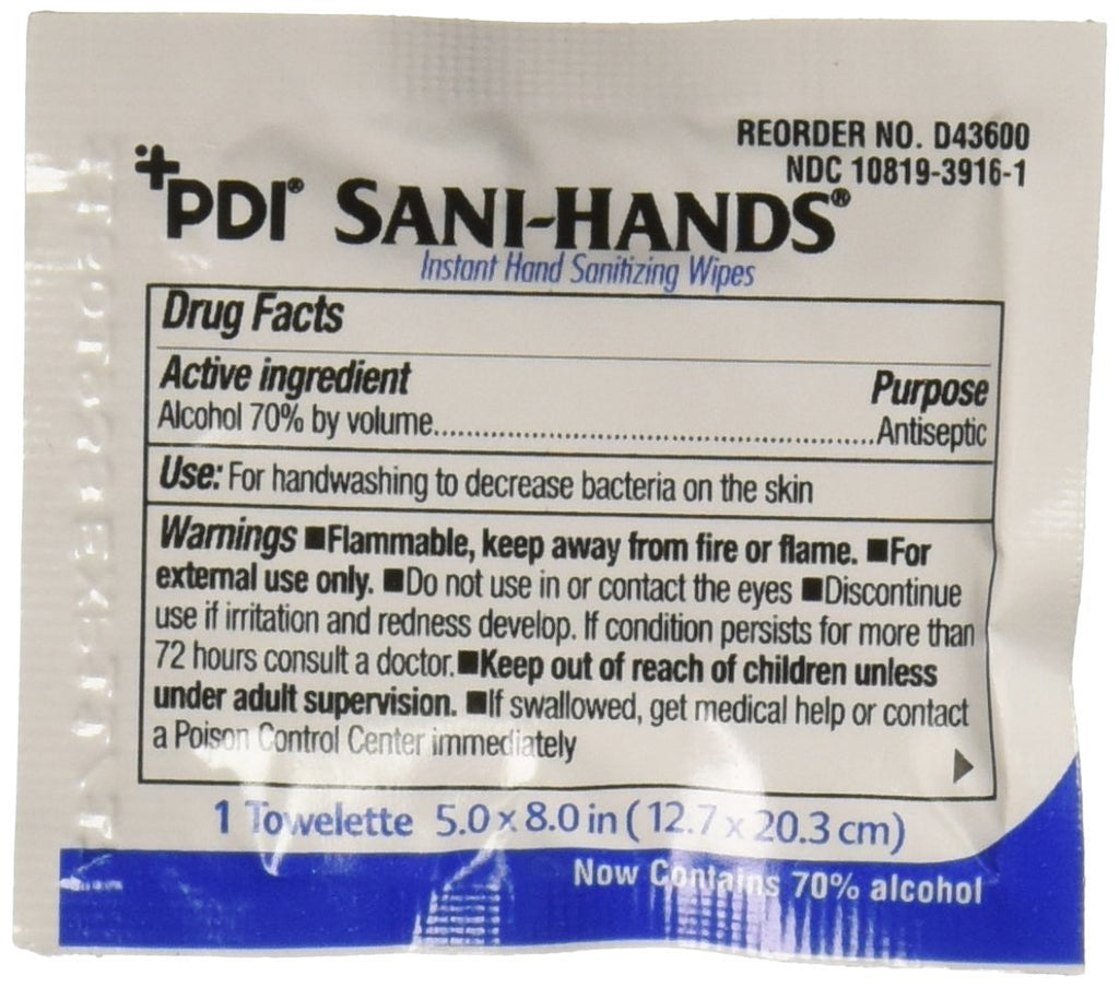 Sani-Hands Hand Sanitizer Wipes, Ethyl Alcohol Wipes Individually Wrapped with Aloe and Vitamin E, Hand Sanitizer Travel, Home, 