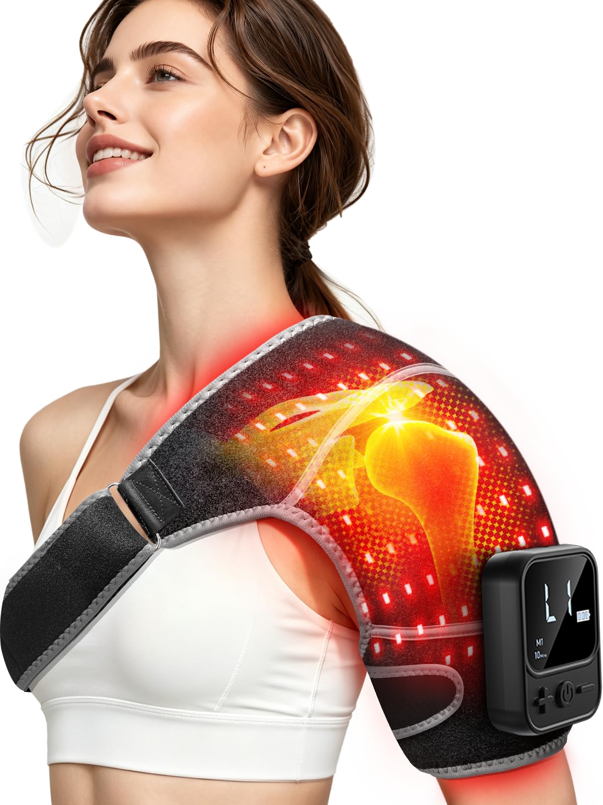 Red Light Therapy for Shoulder with Heat & Massage 5000mAh Controller