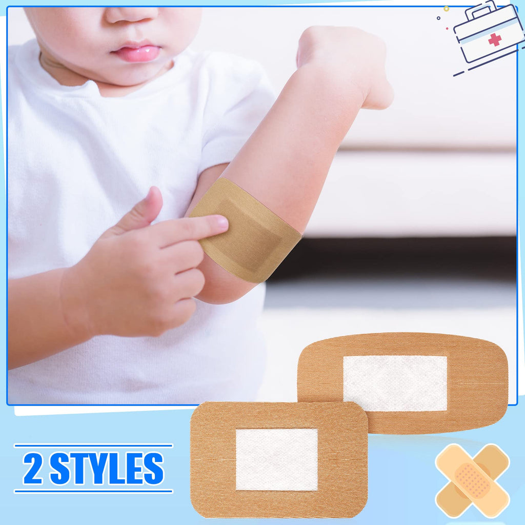 BBTO 200 Pcs Large Assorted Bandages 2 Styles Flexible Fabric Adhesive Bandages Bulk Wounds Care First Aid Supplies Fingertip Ad