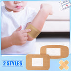 BBTO 200 Pcs Large Assorted Bandages 2 Styles Flexible Fabric Adhesive Bandages Bulk Wounds Care First Aid Supplies Fingertip Ad