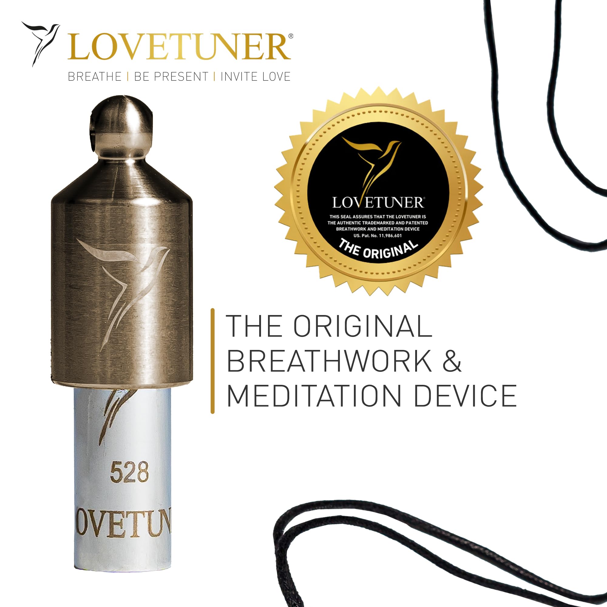 LOVETUNER Breathing & Meditation Tuning Necklace 528 Hz Whistle | 528 Hz Solfeggio Frequency | Breathwork Necklace Mindfulness D