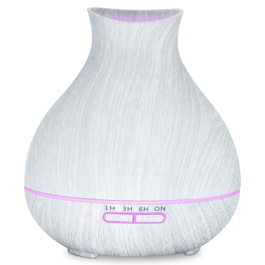 BZseed Aromatherapy Essential Oil Diffuser 550ml 12 Hours White Wood Grain Aroma Diffuser with Timer for Large Room, Home, Baby 