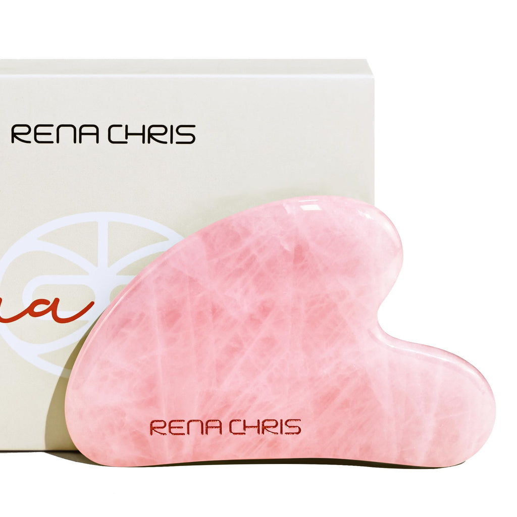 Rena Chris Gua Sha Facial Tools, Natural Jade Stone Guasha Tool, Manual Massage Sticks for Jawline Sculpting and Puffiness Reduc