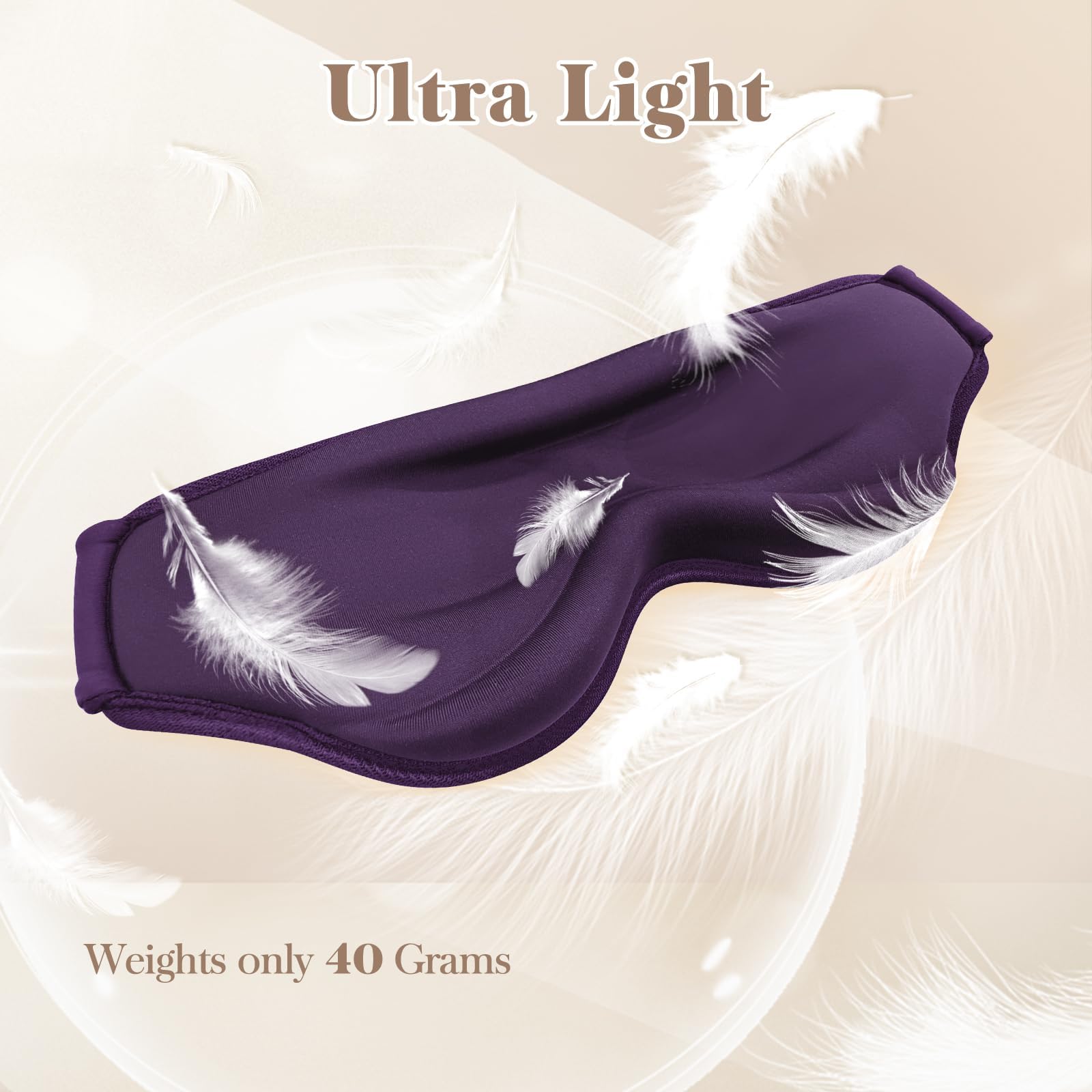 FYGRIP 3D Eye Mask, Ultra Comfort, 100% Pressure-Free & Light Block-Out, Easy Adjustable Strap, Purple, Sleep Mask for Men & Wom