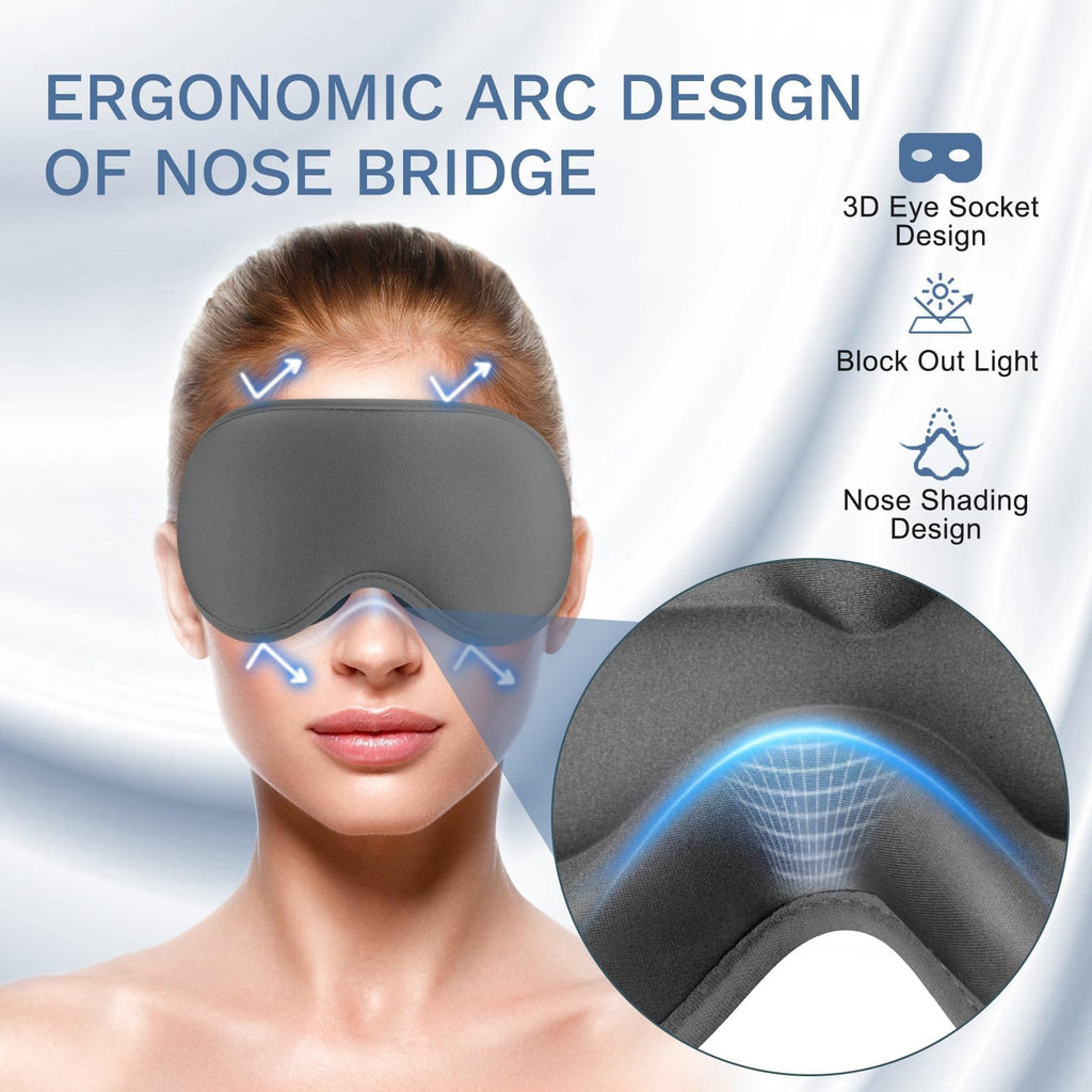 FlyCoco 99% Fully Block Out Light Eye Sleep Mask, 3D Deep Contoured Eyes Cover Zero Pressure, Long Lash Extension Eyes Mask with
