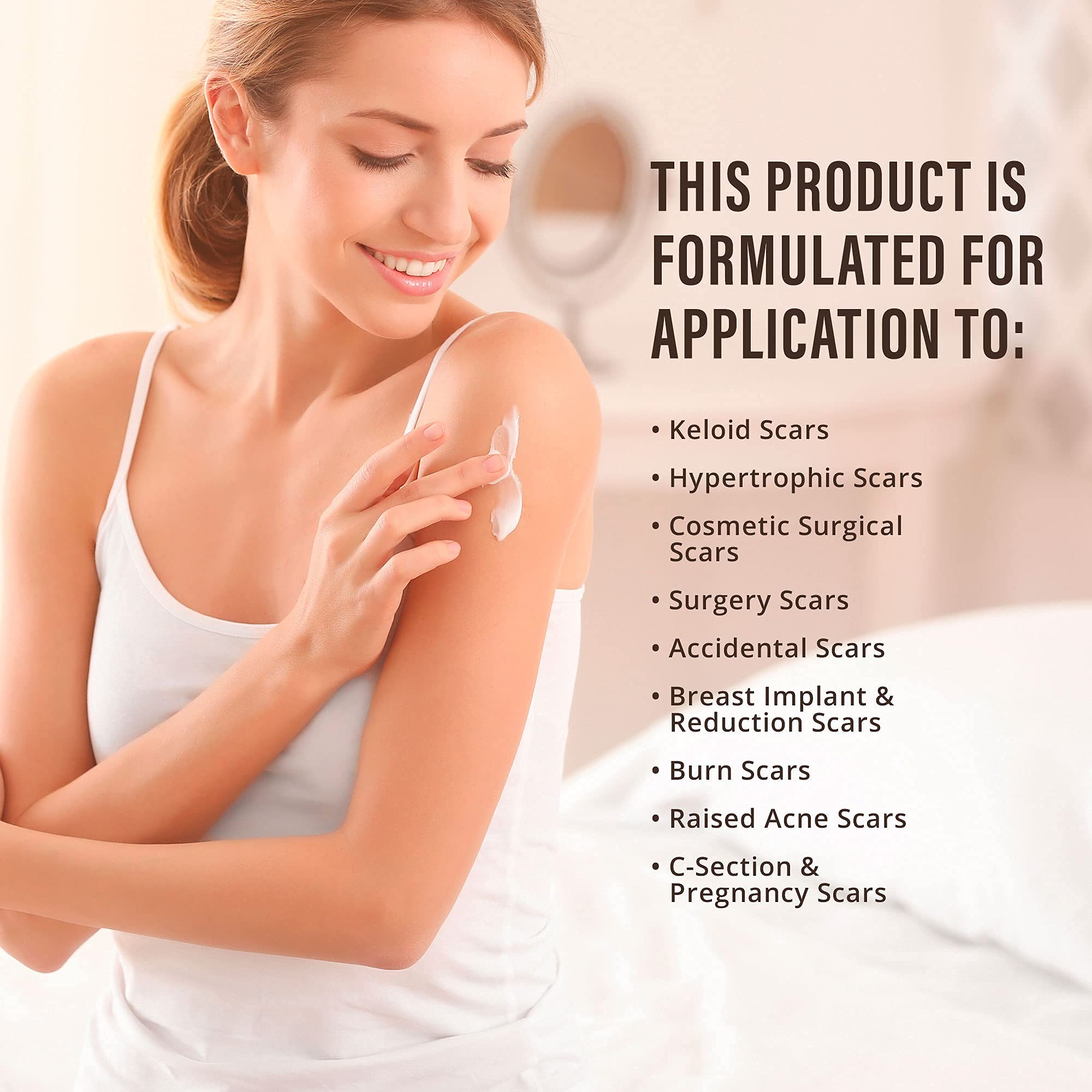 100% Silicone Scar Gel Scar Cream - Advanced Scar Gel for Surgical Scars, C-Section, Stretch Marks, Acne, Injury, Burns, Keloids