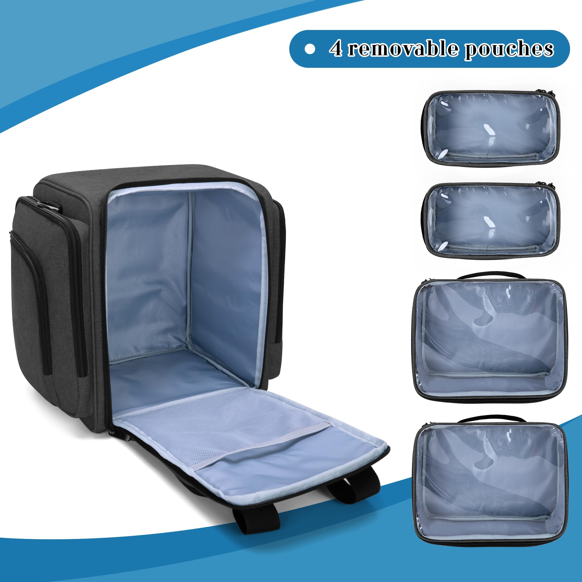 BAFASO Large Pill Bottle Organizer with 4 Inner Removable Pouches, Family First Aid Bag Medicine Bag Come with Shoulder Strap (B