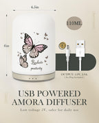 110ML Essential Oil Diffuser, Ceramic Diffusers for Essential Oils Large Room, Fragrance Aroma Diffuser with USB Cable, Warm Nig