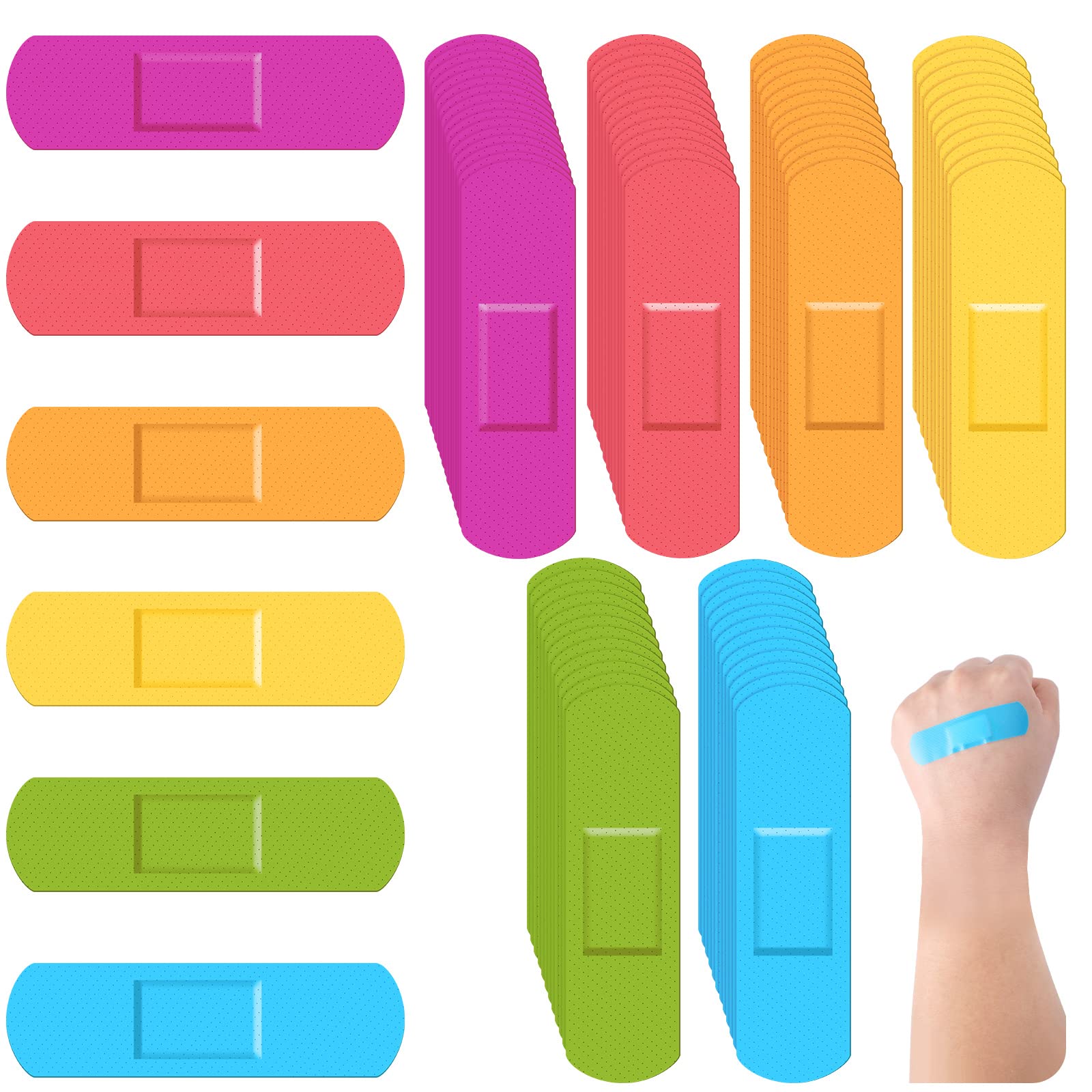 Yinder 360 Pcs Kids Bandages Bulk Colorful Flexible Bandages Neon Waterproof Breathable Strip Protect Cuts and Scrapes for Child