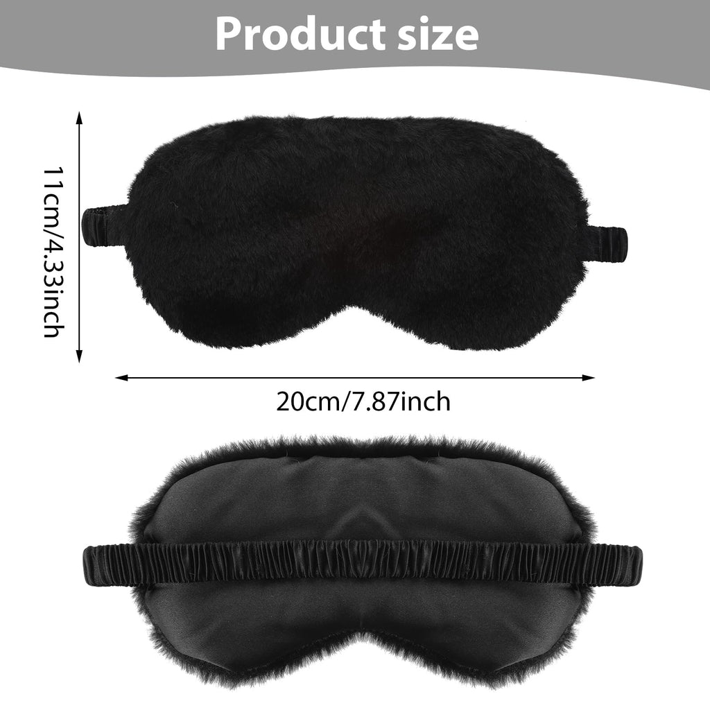 Qianyu 3 Pcs Plush Sleeping Eye Masks Soft Fuffy Sleeping Eye Cover Comfortable Sleep Women Faux Fur Eye Shade Bulk Nap Sleeping