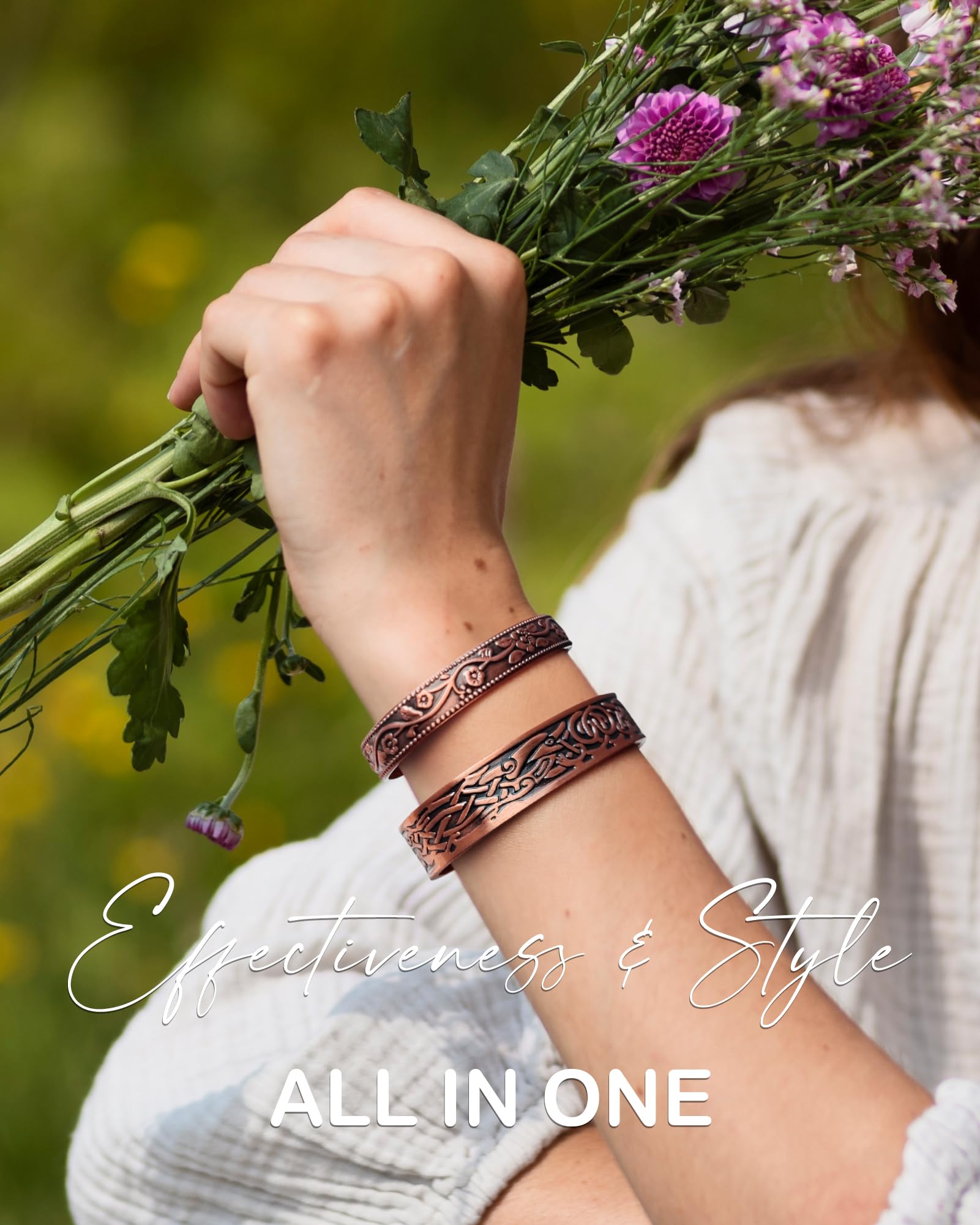Feraco 11X Magentic Copper Bracelet for Women, Copper Cuff Bracelet, 99.99% Pure Copper with Magnets, Adjustable Magnetic Bangle