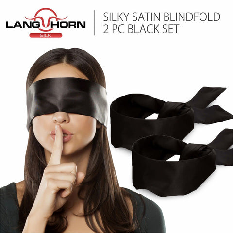 Lang Horn 2 pcs Silk Satin Blindfold Eye Mask Sleep Mask Soft Satin Eye Cover Silk Sleeping mask Valentine Gift 155cm / 62    (2