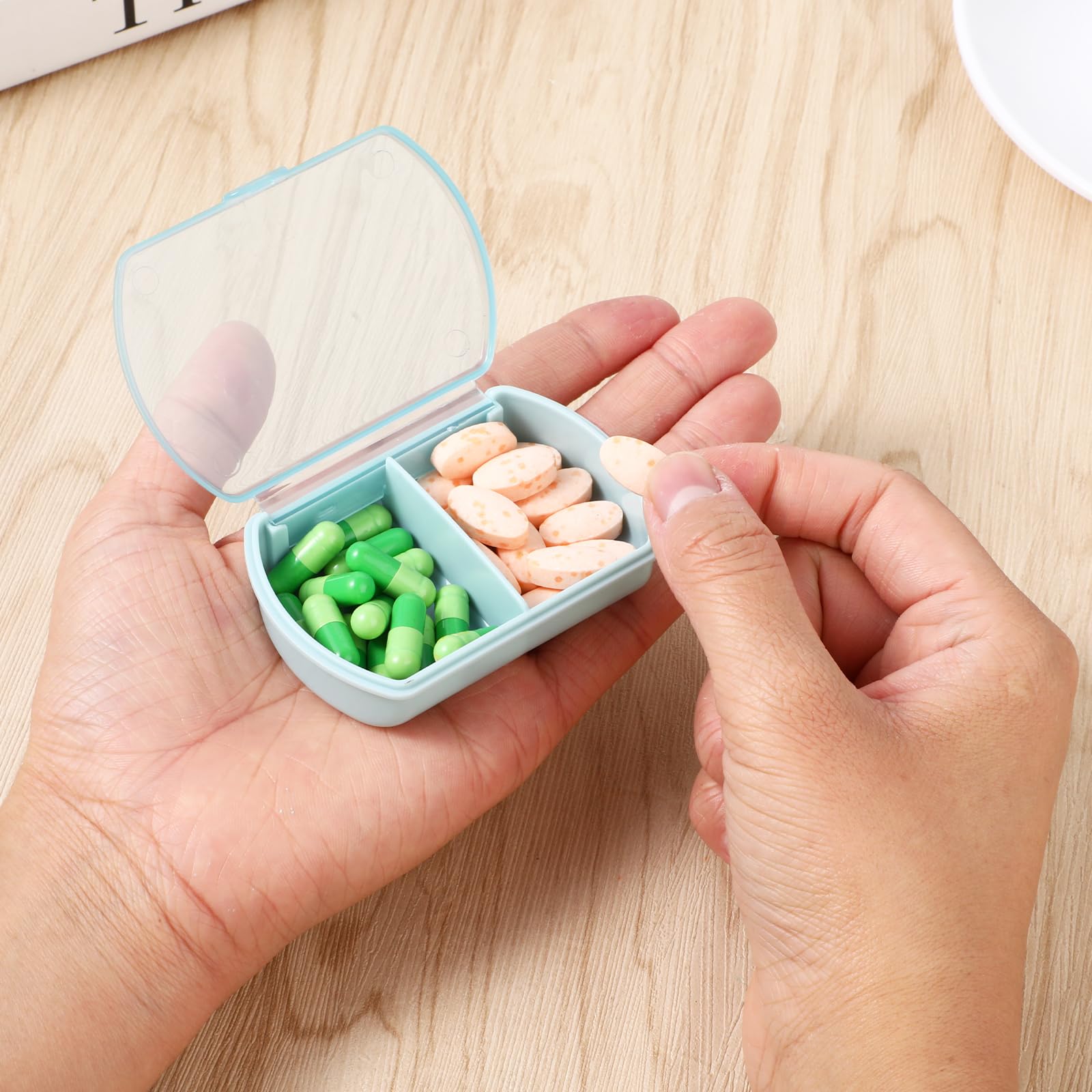 Sibba Pill Organizer Box Case 2 PCS Waterproof Travel Medicines Container Purse Essentials Small Cute Fish Oil Holder Supplement
