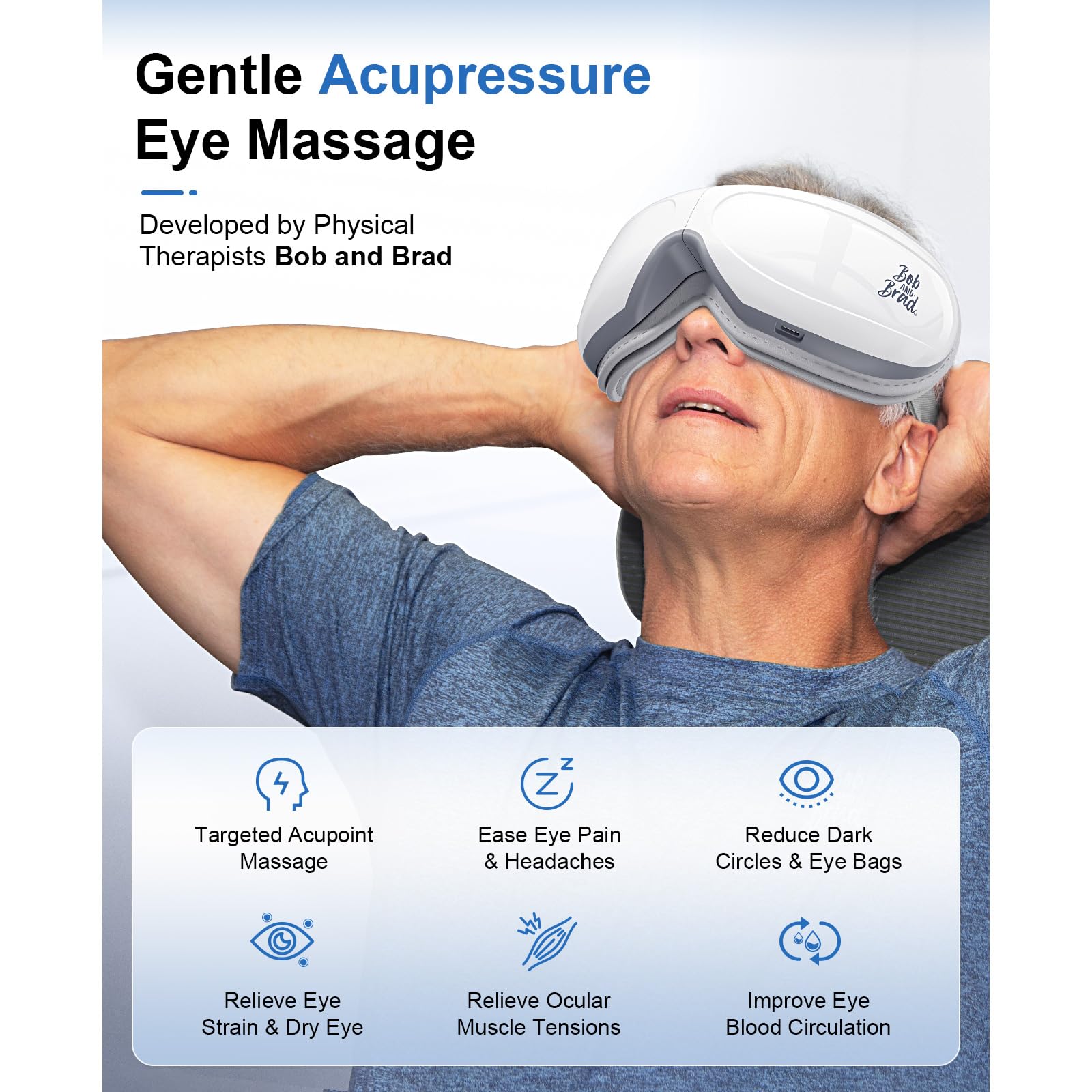 BOB AND BRAD Valentines Day Gifts Eye Massager, EyeOasis 2 Plus - Eye Massager for Migraines with Remote, Heat, Compression, Mus
