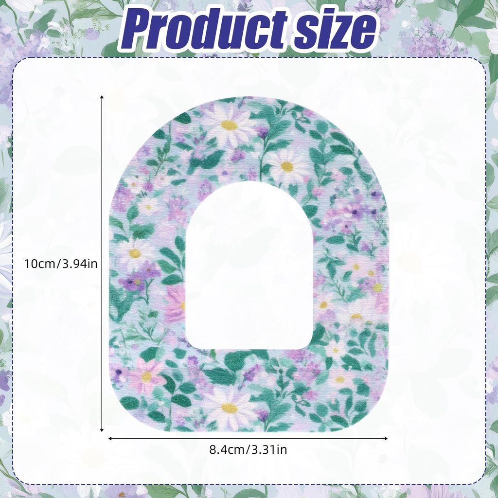 25pcs Adhesive Patches for Omnipod 5, Floral Style Sensor Patches Waterproof & Breathable CGM Overpatch Sensor Cover Compatible