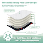 wegreeco Charcoal Reusable Sanitary Pads - Cloth Sanitary Pads | Light Incontinence Pads | Reusable Menstrual Pads - 1 Cloth Min