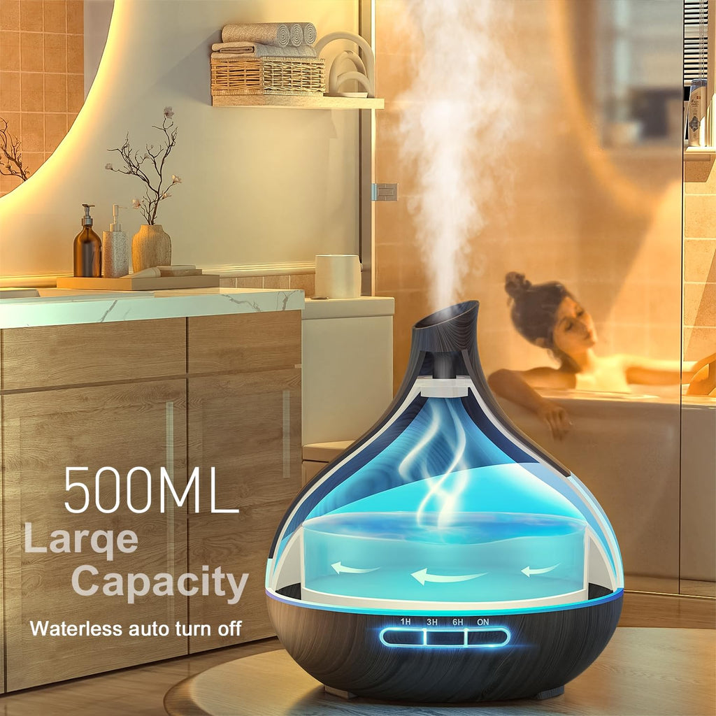 HJTHJT 500ML Essential Oil Diffuser: Aroma Diffuser with Remote Control for Hotel Spa Yoga Room - Humidifiers for Bedroom with 1