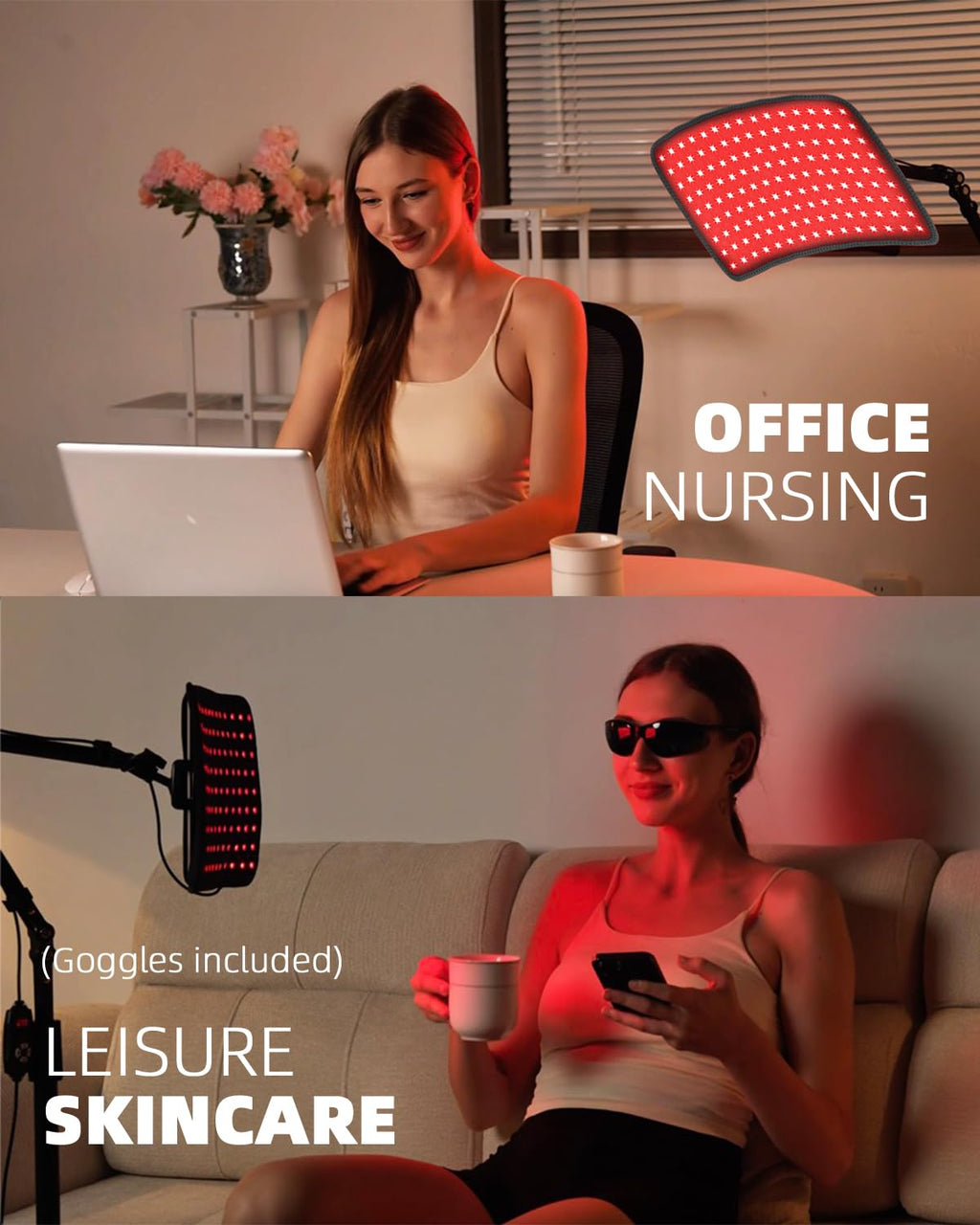 YOHOTESION Red Light Therapy for Body, Infrared Red Light Therapy Lamp with Floor Stand & Flexible Wrap, 660nm+850nm, 4 Modes &