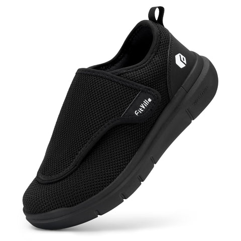 FitVille Diabetic Shoes for Men Extra Wide Slip-on Shoes for Swollen Feet Adjustable Walking Shoes for Neuropathy Elderly Foot P